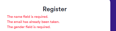 How to display laravel validation errors in vuejs